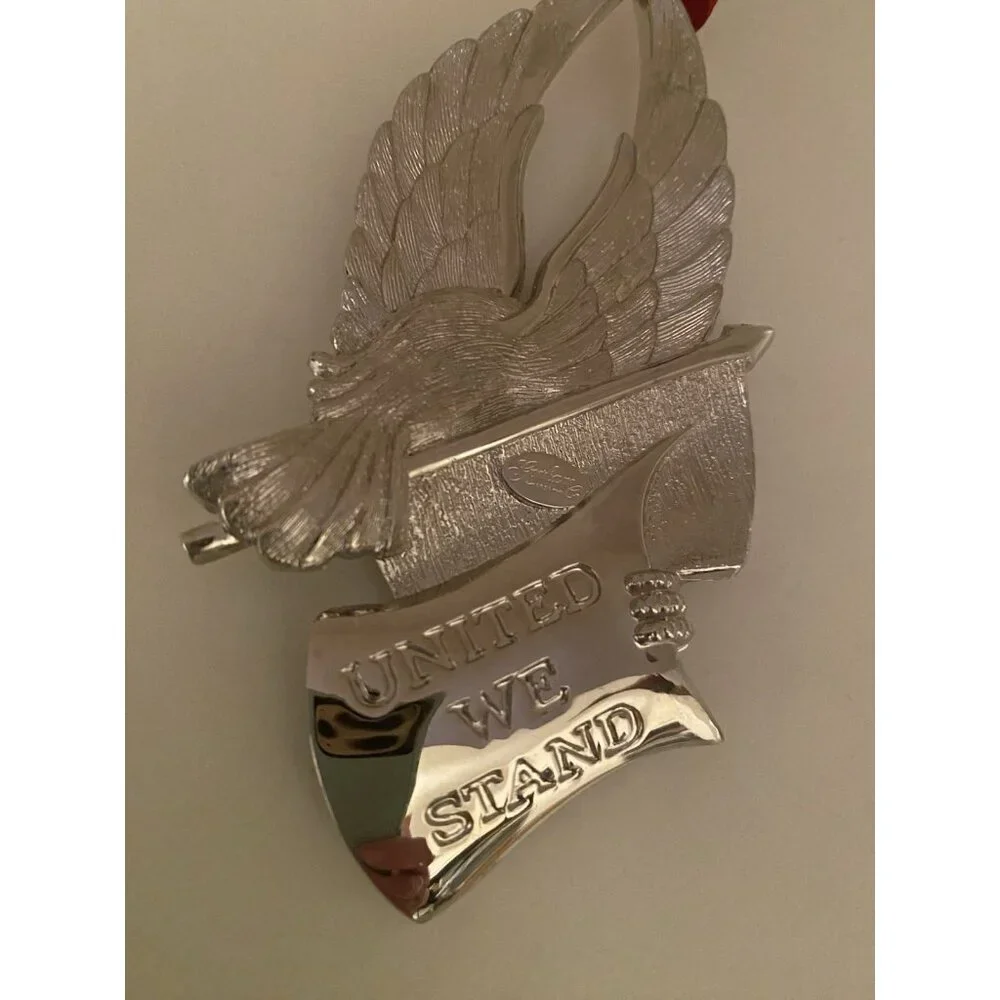 Gorham Eagle Of Liberty Ornament. Back Says United We Stand. American Flag/Eagle